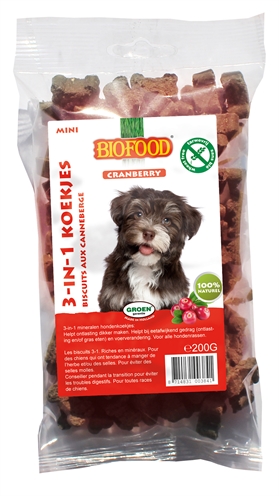 Biofood 3 in 1 hondenkoekjes met cranberry mini