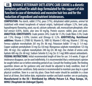 Advance veterinary atopic no grain / derma